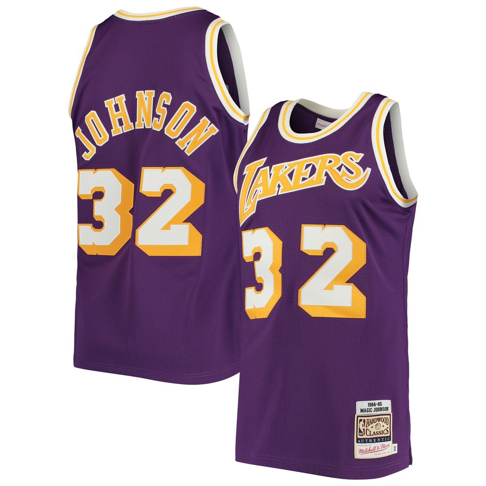 Maillot Magic Johnson Los Angeles Lakers Authentic Hardwood Classics - Purple