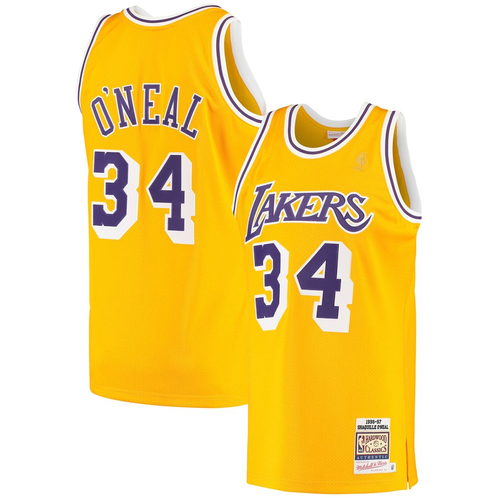 Maillot Shaquille O'Neal Los Angeles Lakers Authentic Hardwood Classics - Gold