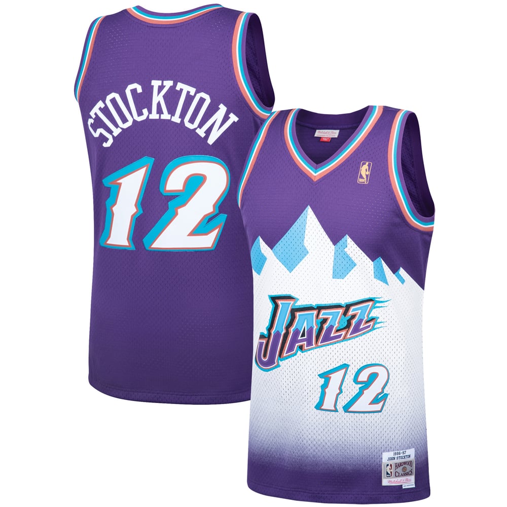 Maillot John Stockton Utah Jazz Swingman Hardwood Classics - Purple